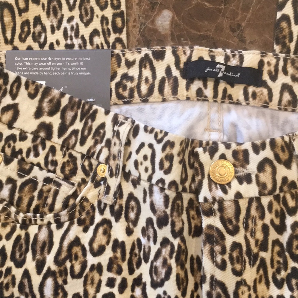 🆕 7 For All Mankind Cheetah Print Cropped Skinny Jean size 27 - Picture 9 of 12